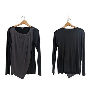 Lilla P Drape Asymmetric Hemline Lagenlook Long Sleeve Top